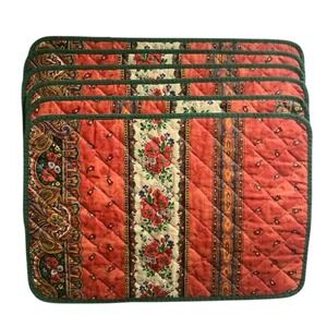 Set 6 Quilted Floral Paisley Placemats Cottagecore Farmhouse Country Kitchen